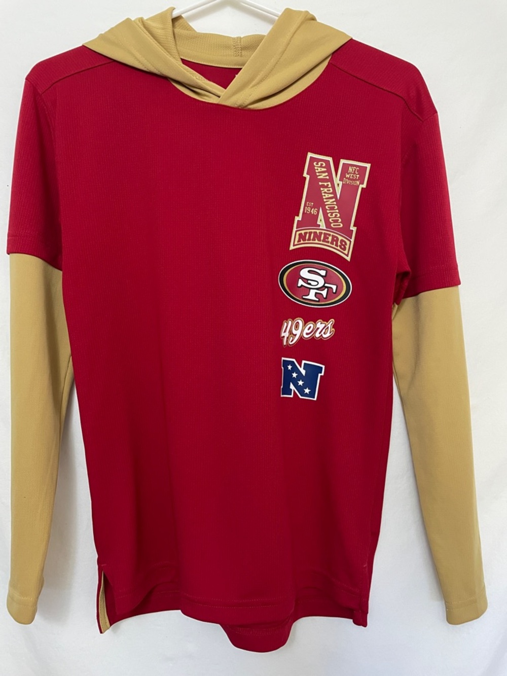 San Francisco NFL 49ers Kids Hooded Long Sleeve Pullover - Red & Gold Sz 10-12